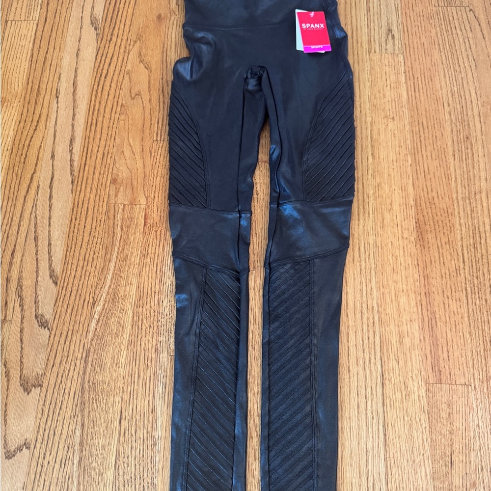 SPANX Charcoal Faux Leather Leggings
